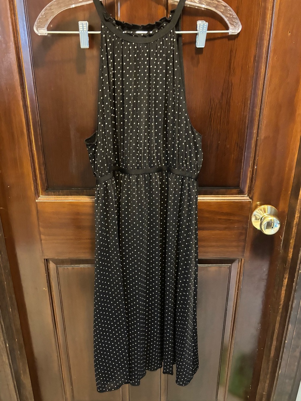 Black Polka Dot Halter Maxi Dress